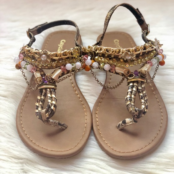 Cityclassified Shoes - City Classified Boho Detail Beaded Thong Sandal